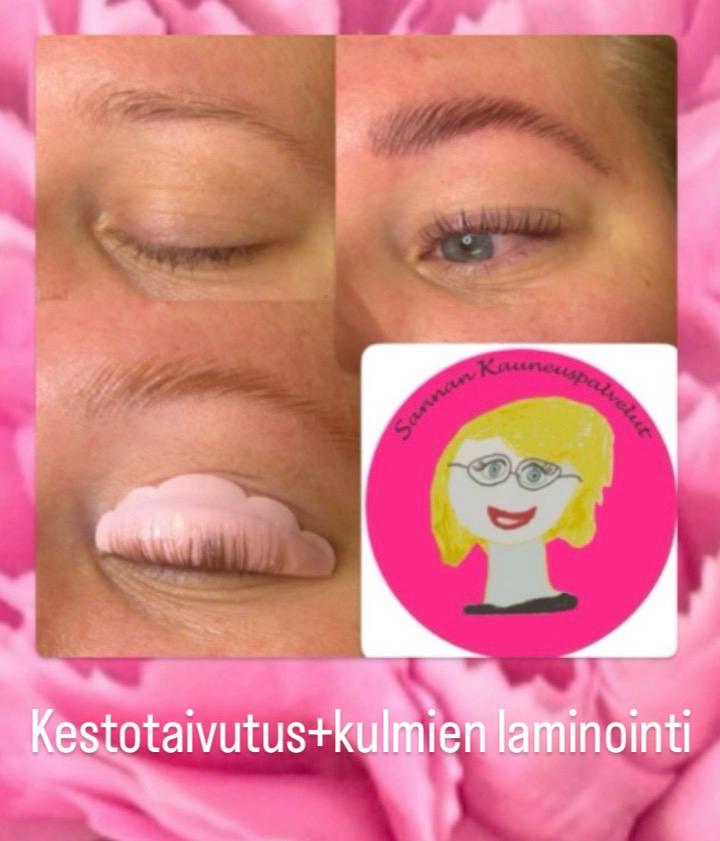 Ripsien kestotaivutus ja kulmien laminointi -hoidon tulos